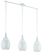 Lampadario Contemporaneo Razoni 3 Luci Acciaio Bianco