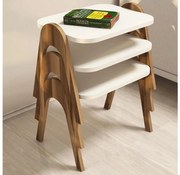 SET 3x Tavolino PARIS bianco/marrone