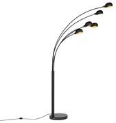 Lampada da terra design nera 5 luci SIXTIES MARMO