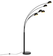 Lampada da terra di design nera 5 luci - Sixties Marmo