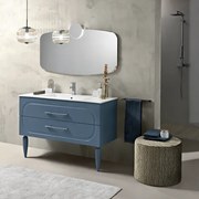 Mobile da bagno a terra moderno con base 120 CASPIO con 2 cassetti e lavabo BLU