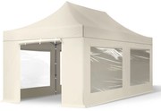 TOOLPORT 3x6m gazebo pieghevole con laterali (finestre panoramiche), PREMIUM acciaio, crema - (600072)