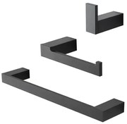 Set con appendino, porta rotolo e porta salviette a muro nero Sky