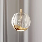Lucande Lampada LED a sospensione Hayley, Ø 9 cm, color oro, vetro