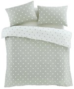 Set copripiumino e federa bianco e verde in flanella per letto matrimoniale 200x200 cm Polka Dot – Catherine Lansfield