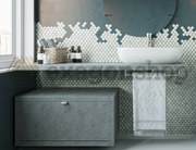 Mobile bagno Grigio cielo 80x50 Thema un cassetto e Top consolle 140x50 cm con lavabo bianco in ceramica