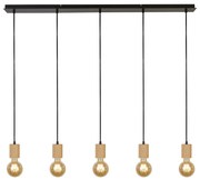 Lampadario Lineare Industrial-Nordico Spinoso Acciaio Nero Marrone 5 Luci E27