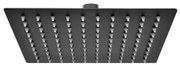 Soffione doccia quadrato 20x20 cm in acciaio inox nero opaco anticalcare