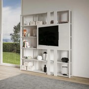 Llibreria in legno Bianco Frassino 178x204h cm con porta tv e 6 ripiani - KATO N