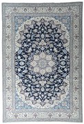 Nain Tappeto 250x360 Blu (Iran) Annodato A Mano