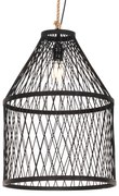 Lampada a sospensione rurale da esterno in rattan nero 40x55 cm - Calamus