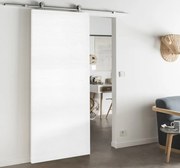 Porta scorrevole reversibile Trinity in mdf bianco, L 93 x H 212 cm, con binario Loft Alluminio