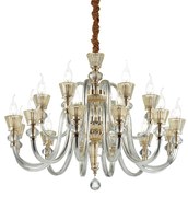 Lampadario Classico Strauss Vetro Oro 18 Luci E14