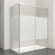 Porta doccia scorrevole L 138-139.5 cm x H 200 cm per nicchia in vetro smerigliato SP. 6 mm, profilo cromo, serie Jazz
