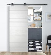 Porta scorrevole Mast Incisa in mdf bianco, L 93 x H 212 cm, con binario Industrial Reversibile
