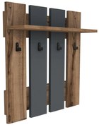 Appendiabiti da parete in noce con ripiano in colore antracite-naturale Mita - Puqa Design