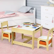 Set tavolo e 4 sedie per bambini in legno Set mobili 5 pezzi per bimbi da  gioco 66x56x48cm Colorato/Legno - Costway