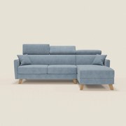 Francy divano letto angolare sfoderabile - penisola contenitore e poggiatesta reclinabili in tessuto smacchiabile T17 carta da zucchero