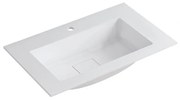 Lavabo integrale bacino al centro rettangolare L 80.5 x H 15 x P 46 cm in resina bianco