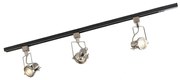 Sistema a binario con 3 faretti monofase nero con acciaio - Suplux