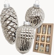 Set di 9 addobbi per albero in vetro dipinti a mano Nuts & Cones