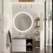 Mobile da bagno sotto lavabo Pull bianco laccato opaco L 90 x H 56 x P 46 cm 2 cassetti, lavabo non incluso