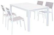 DEXTER - set tavolo in alluminio cm 160/240 x 90 x 75 h con 4 sedie Aulus