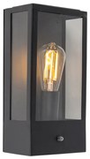 Lampada da parete per esterni nera con sensore crepuscolare - Rotterdam