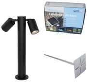 Lampada da esterno nera con picchetto da terra e pressacavo 45cm 2 luci IP44 - Duo