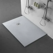 Piatto doccia filo pavimento Karen 90x90 in resina bianco pietra