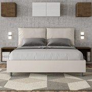 Letto contenitore imbottito 160x190 similpelle bianco Antea