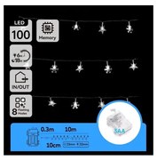 Aigostar - Catena luminosa natalizia LED da esterno 100 LED/8 funzioni 3xAA 10 m IP44 bianco freddo