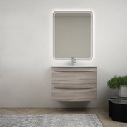 Mobile bagno 75 cm Larice sospeso bombato - Berlino con specchio led