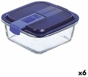 Porta pranzo Ermetico Luminarc Easy Box Azzurro Vetro (760 ml) (6 Unità)