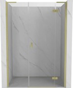 Mexen Mist-H L porta doccia a battente destra 145 cm, trasparente, dorato spazzolato - 8A5L-145-001-55-00-P