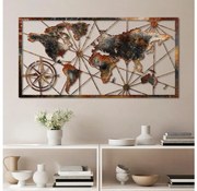 Decorazione da muro 120x60 cm world mappa metallo
