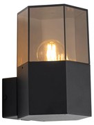 Lampada da parete per esterni nera con vetro fumé esagonale IP44 - Denmark