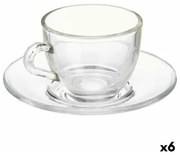 Tazza con Piatto Trasparente Vetro 85 ml (6 Unità)