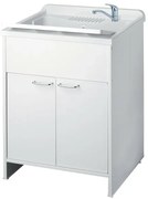 Mobile lavatoio 60x60 cm vasca in resina con asse e kit di scarico
