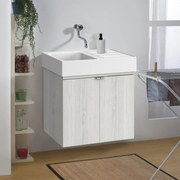 Mobile lavanderia con lavabo incluso Exe in abs olmo perla P 50 x L 80 x H 84 cm