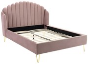 Letto con testata letto ondulata 140 x 190 cm Velluto Rosa antico - SAGALI