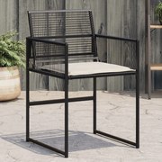 Sedie da giardino con cuscini 4 pz nere in polyrattan