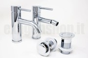 Set miscelatori Lavabo E Bidet con Piletta click clack inox cromo Athos