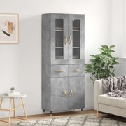 Credenza grigio cemento 69,5x34x180 cm in legno multistrato