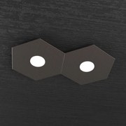 Plafoniera Moderna Hexagon Metallo Marrone 2 Luci Led 12X2W