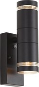 Lampada da parete moderna da esterno nera a 2 luci IP44 con sensore crepuscolare - Dubbla