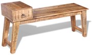 Panchina con cassetto in solido legno di mango 120x36x60 cm