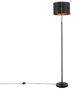 Lampada da terra moderna nera con oro rotondo - VT
