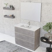 Mobile bagno a terra 100 cm Master grigio con lavabo e specchio