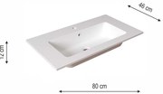 Lavabo integrale a incasso rettangolare L 80.5 x H 14 x P 46 cm in resina bianco opaco